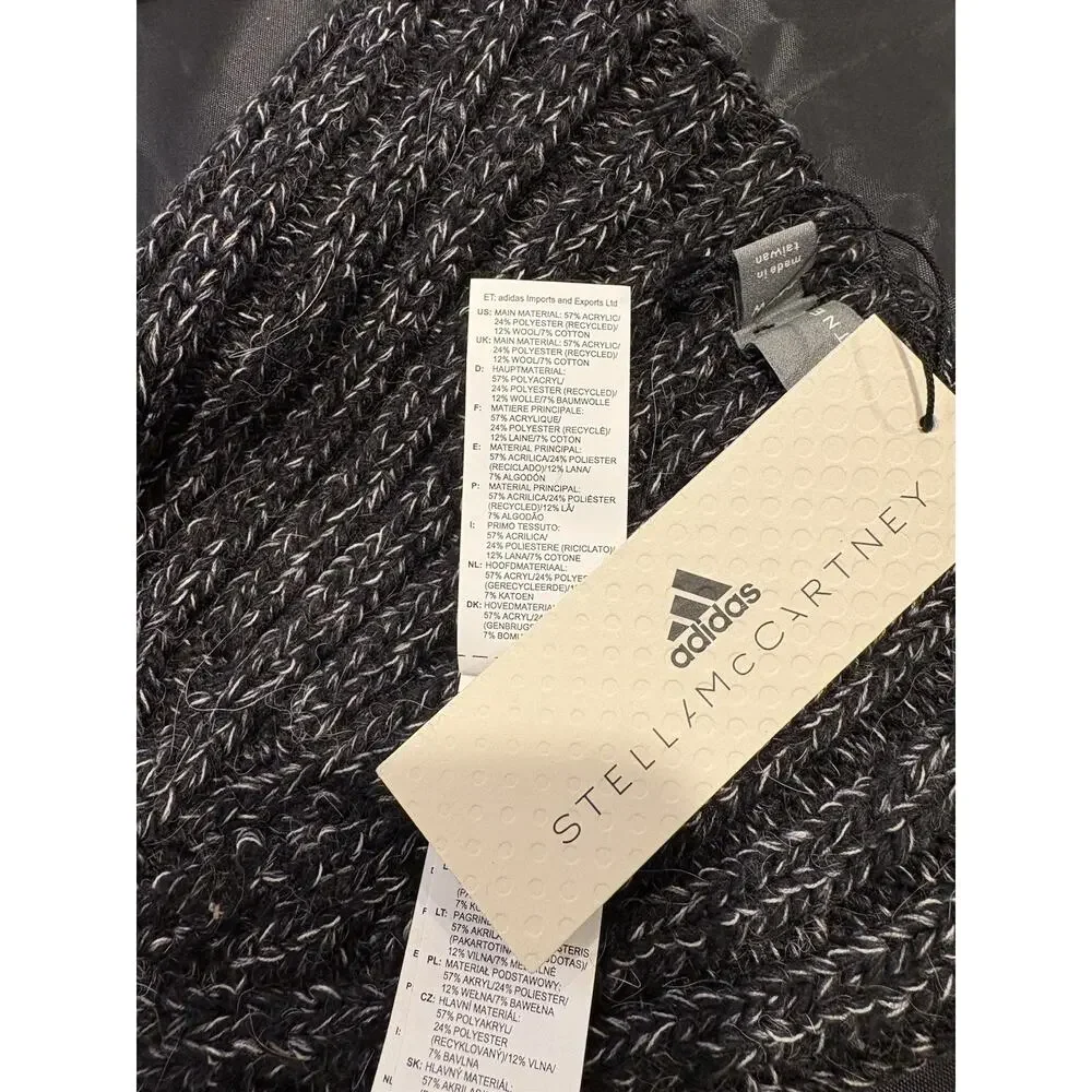 Stella McCartney x Adidas Hat Beanie Unisex Black & White Ribbed One Size Wool